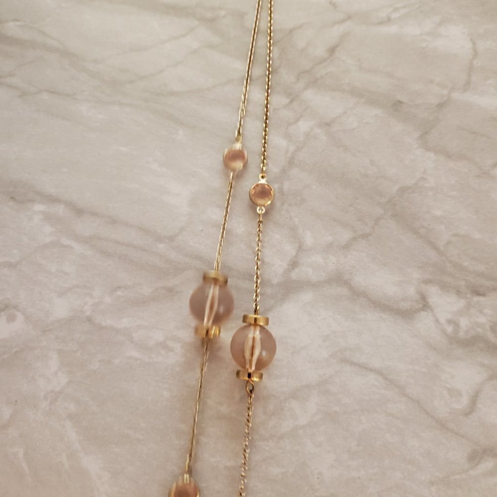 🎀 J.Crew Pink Rhinestones Crystal Beads Beaded Ball Station Sweater Necklace 🎀 - Picture 5 of 8